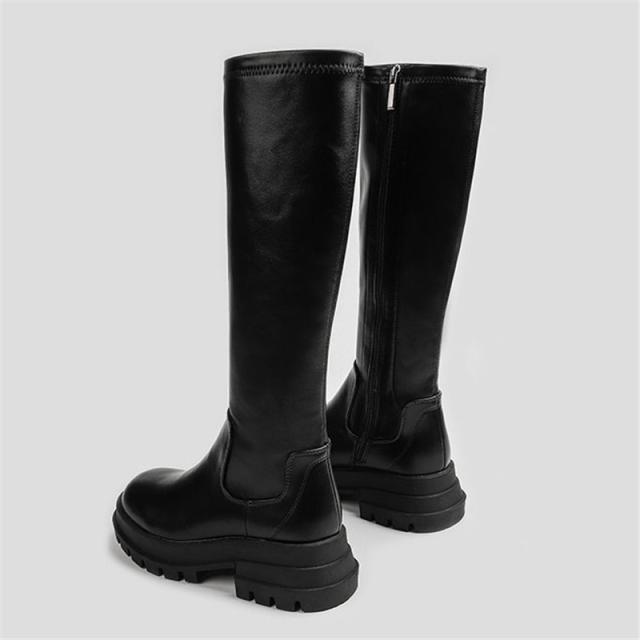 ロングブーツ レディース 美脚 ブーツ 長靴 脱げない 歩きやすい ボリュームソール ストレッチ 脱げない 歩きやすい 防滑 滑り ロングブーツ レディース 美脚 ブーツ 長靴 脱げない 歩きやすい