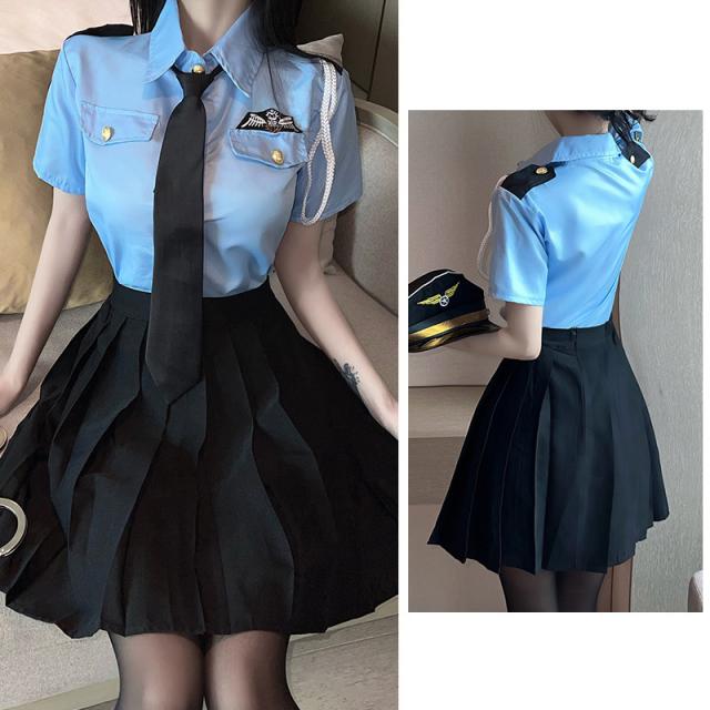 送料無料☆超ミニワンピース警察官コスチュームコスプレブラック