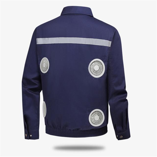 空調作業服 4つファン付き 長袖 ジャケット 瞬間冷感 USB給電 冷却服