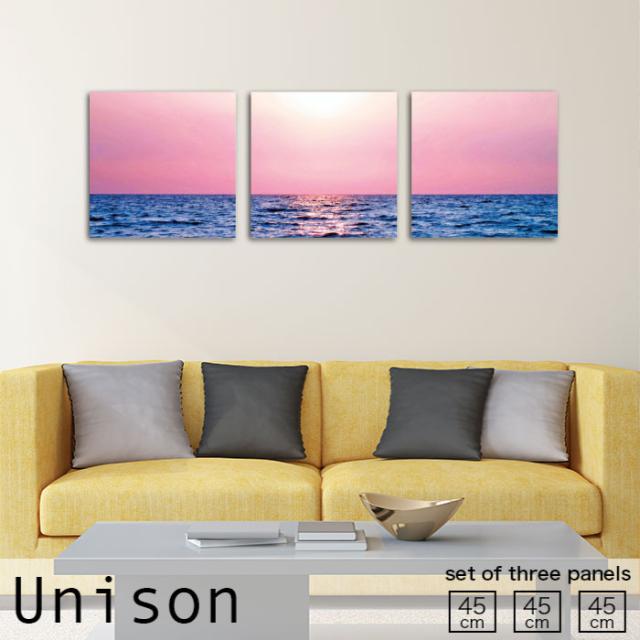 アートパネル ピンク 海 太陽 夕日 風景 景色 シンプル 自然 おしゃれ 壁掛け 絵 生地 モダン 3連セット 作る インテリア 人気 ファブリックパネルの通販は