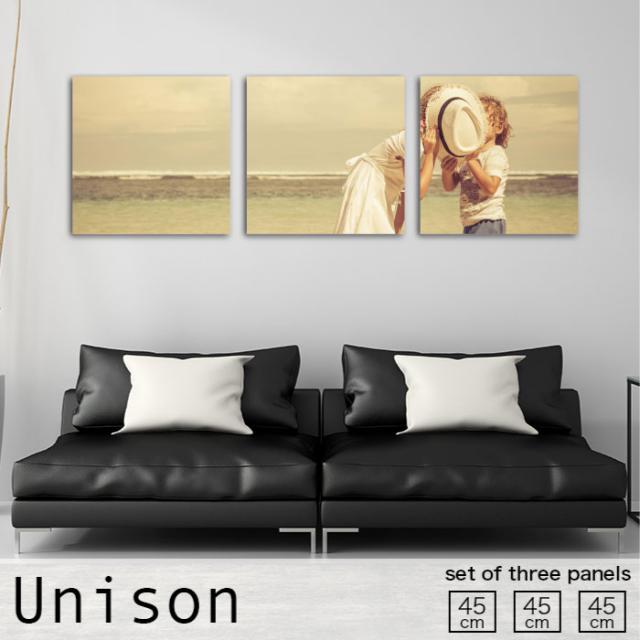アートパネル キス 子供 恋人 海 海辺 帽子 かわいい 愛 夏 写真 おしゃれ 壁掛け 絵 生地 モダン 3連セット 作る インテリア 人気 ファブリックパネルの通販は