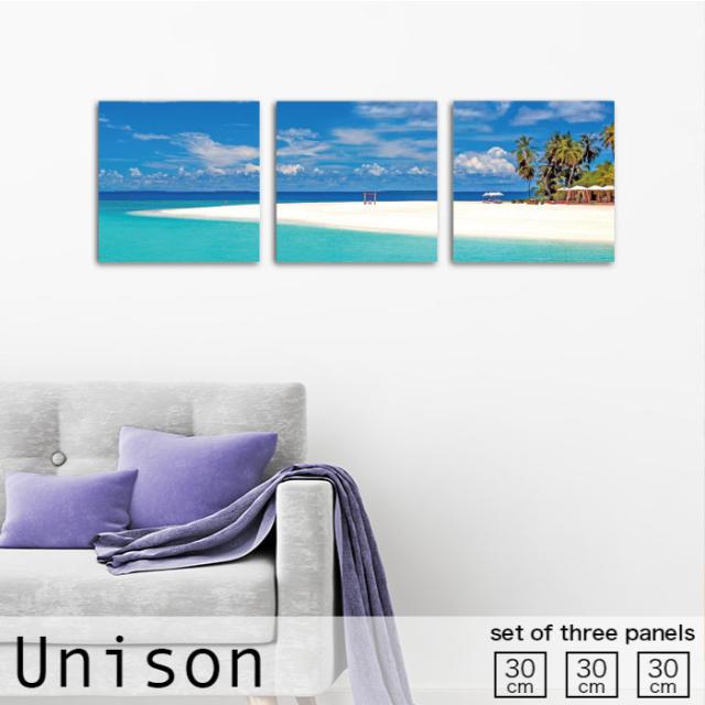 アートパネル 白浜 ビーチ 海 海浜 リゾート 海辺 空 雲 青空 自然 アート おしゃれ 壁掛け 絵 生地 モダン 3連  セット 作る インテリア 人気 ファブリックパネルの通販は 9,656円