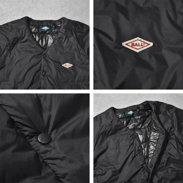 中綿ジャケット メンズ インナーダウン ナイロン ロゴ 薄手 軽い アウター 防寒 あたたかい 保温性 ダウン ジャケット 仕事着 春 秋 冬 カジュアル BALL 64528