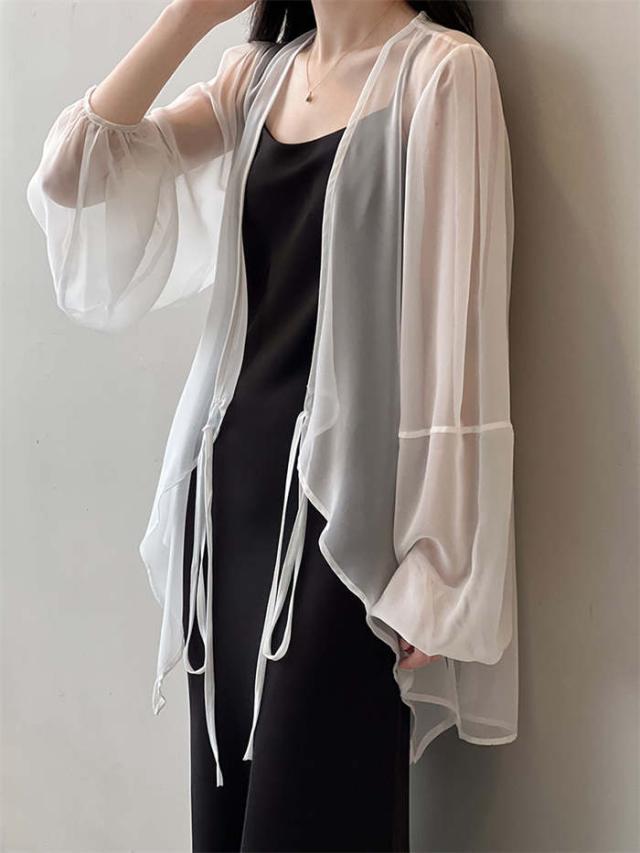 シャツ シアーシャツ レディース トップス チュニック シースルー UVカット 紫外線対策 カーディガンブラウス 透け感 羽織り 春 夏 可愛い 長袖 きれいめ 楽天市場】カーディガン レディース 夏 薄手 uvカット 紫外線