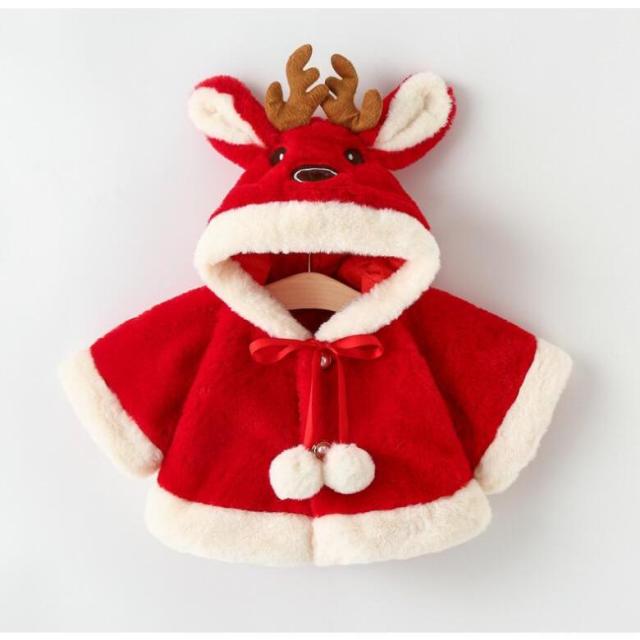 サンタコスチューム キッズ クリスマス衣装 マント サンタ服 サンタクロース 鹿 トナカイ サンタ衣装 あったかボア ポンポン付き サンタ衣装 ベビー 女の子
