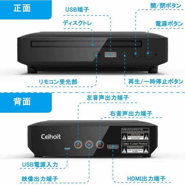 新旧テレビデッキ両対応！】ミニDVDプレーヤー 1080Pサポート 小型DVD