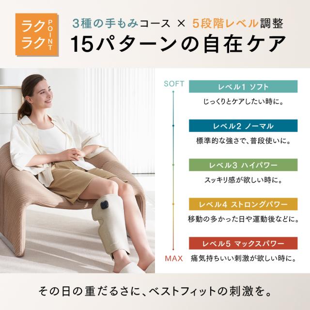 温熱ふくらはぎケア RAKUNO FIT【公式】マイトレックス ラクーノ フィット 足 ふくらはぎ むくみ 疲れ 空気圧 温熱 Tpye-C充電式 コードレス 3段階温熱 トリプル極揉ポンプ 3種のもみコース 5段階レベル調整 10分オートOFFタイマー ギフト 温熱ふくらはぎケア RAKUNO FIT【公式】マイトレックス ラクーノ