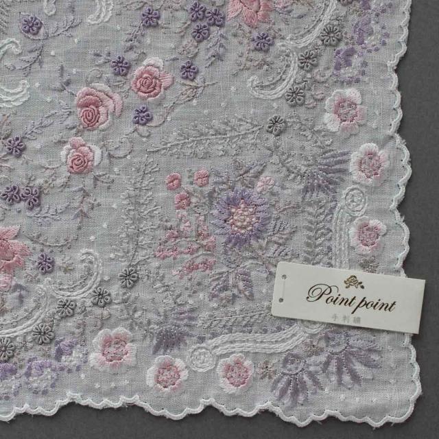 送料無料】ベトナム手刺繍ハンカチ フラワーデザイン 6212 ピンクの