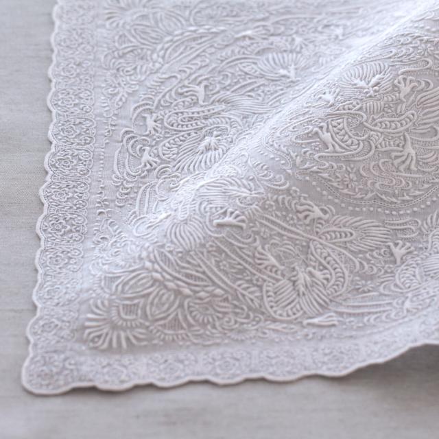 【送料無料】汕頭手刺繍　ハンカチ　7518