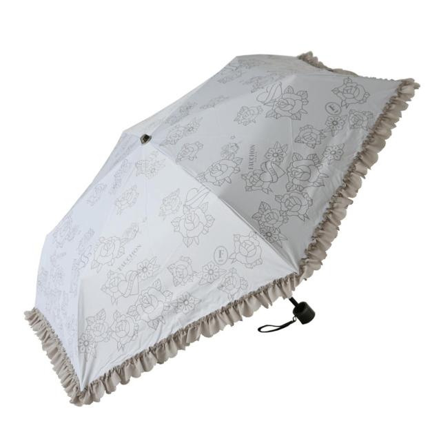 フォション　折りたたみ日傘（傘袋付き）モノトーン　ange（アンジュ）　ホワイト　【FAUCHON】