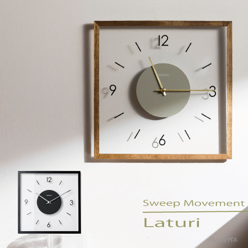 【電池付き】時計 壁掛け おしゃれ  かわいい 掛け時計 インターフォルム 北欧 四角 ガラス 木製 ウッドフレーム 音がしない 静か 静音 無音 ナチュラル モダン ラトゥリ インターフォルム CL4424の通販は