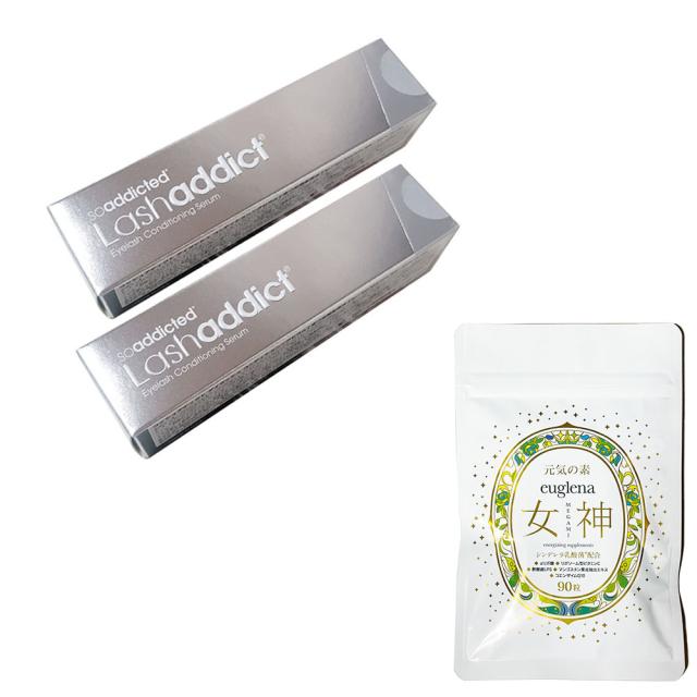 ラッシュアディクト　アイラッシュコンディショニング5ｍｌ×2個＋ユーグレナ女神90粒　正規品　まつ毛美容液  まつげ  まつ毛ケア   アイケア  サロン専売正規品 目元ケア マツエク  アイケア