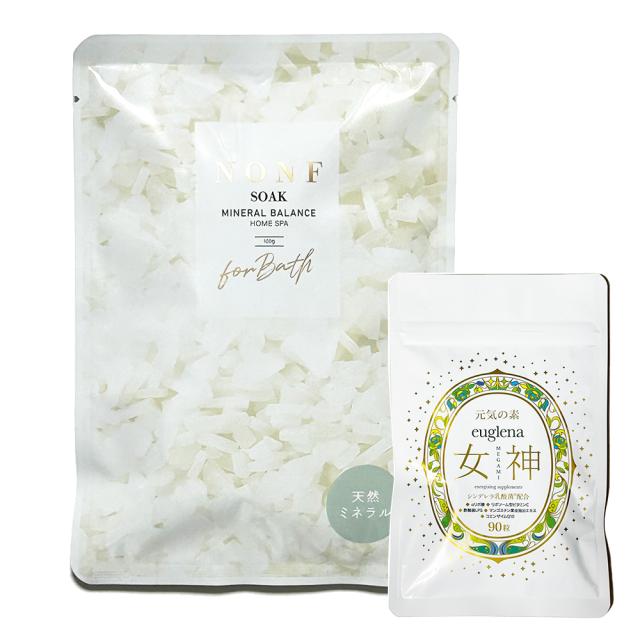 NONF ノンエフ ミネラルソーク 100g 10袋セット バスソルト 入浴剤 お得セットユーグレナ女神90粒＋マッコイ ノンF ミネラルソーク100g×10