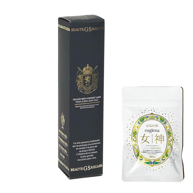 お得セットユーグレナ女神90粒＋グランスキン　エキスパートラッシュ　3.7ｍｌ　まつげ美容液　正規品