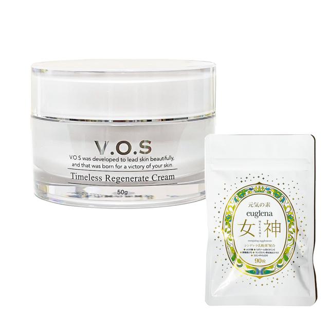 お得セットユーグレナ女神90粒＋VOS TRクリーム 50g 保湿クリームの通販は 7,980円