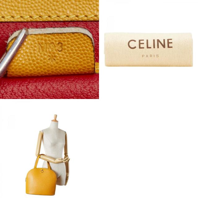 セリーヌ ロゴリング ハンドバッグ トートバッグ イエロー系 レザー レディース CELINE 【中古】_9