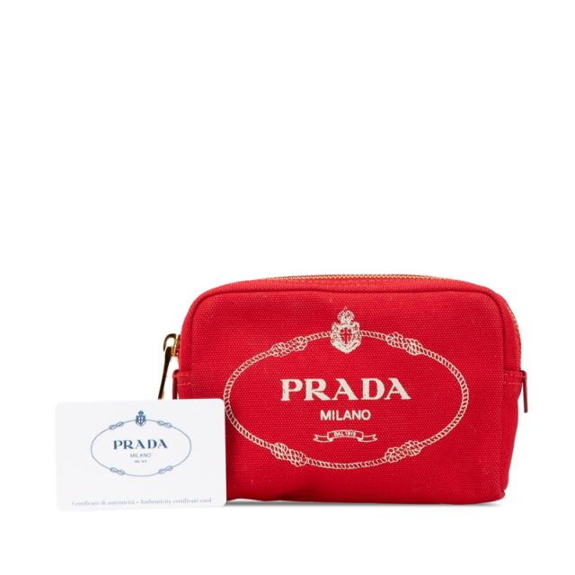 PRADA レッド キャンバスポーチ プラダ 赤 カナパ PRADA プラダ