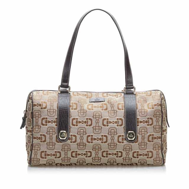 グッチ ホースビット ハンドバッグ 248268 ベージュ ブラウン キャンバス レザー レディース GUCCI 【中古】