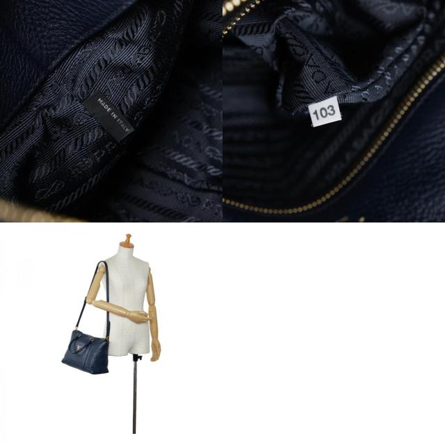 プラダ ハンドバッグ ショルダーバッグ 2WAY 1BA063 ネイビー ゴールド レザー レディース PRADA 【中古】_9