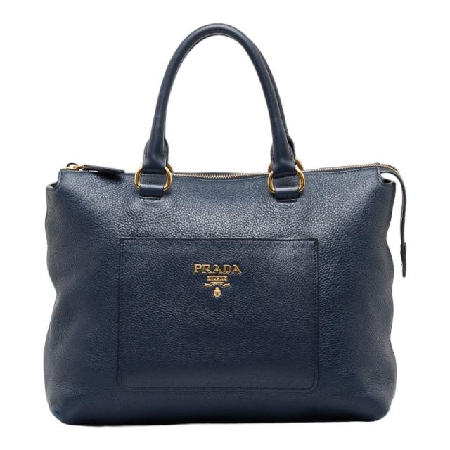 プラダ ハンドバッグ ショルダーバッグ 2WAY 1BA063 ネイビー ゴールド レザー レディース PRADA 【中古】_1