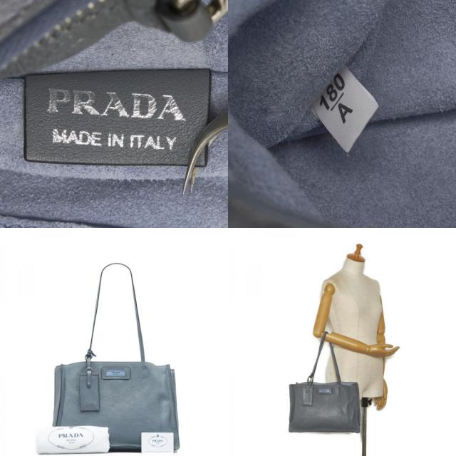 プラダ エティット ショルダーバッグ トートバッグ 1BG122 ブルー レザー レディース PRADA 【中古】_9