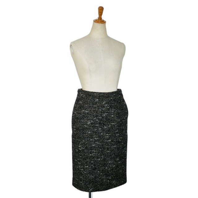 エルメス ツイード スカート サイズ:40 カーキ ブラック ウール