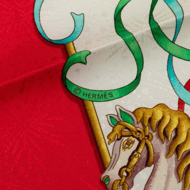 HERMES エルメス スカーフ レッド マルチカラー HERMES エルメス スカーフ レッド マルチカラー