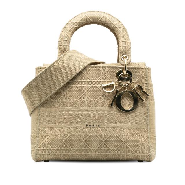 ディオール カナージュ レディディオール ディーライト Leady D-Lite ハンドバッグ ショルダーバッグ 2WAY ベージュ Dior 【中古】