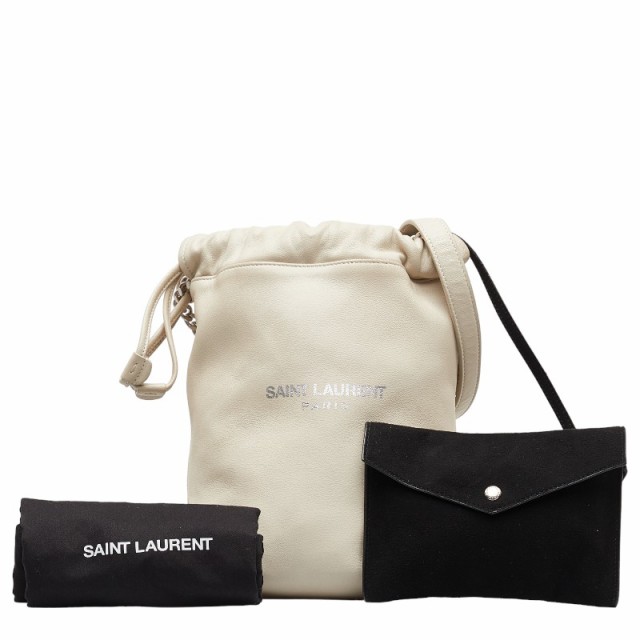 サンローラン テディ スモール 斜め掛け チェーン ショルダーバッグ 583328 アイボリー ホワイト レザー SAINT LAURENT 【中古】