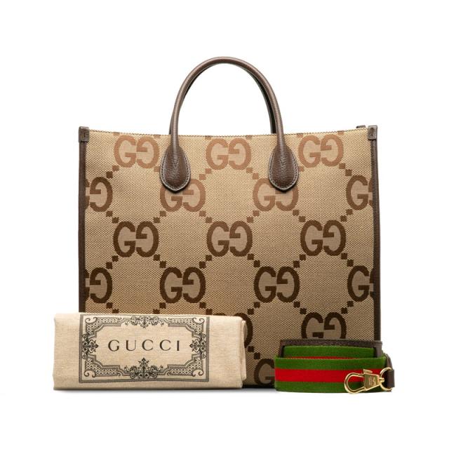 グッチ ジャンボGG シェリーライン ショルダーバッグ トートバッグ 2WAY 678839 ベージュ マルチカラー キャンバス GUCCI 【中古】