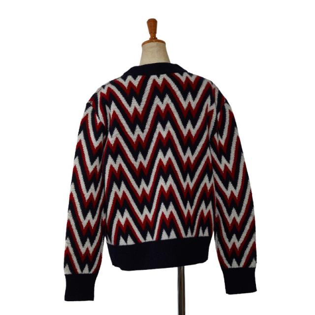 モンクレール トリコロール ニット サイズ:M ネイビー レッド ウール レディース MONCLER 【中古】_1