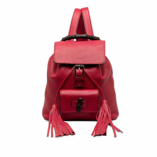 グッチ バンブー リュック バックパック 387149 レッド レザー レディース GUCCI 【中古】の通販は