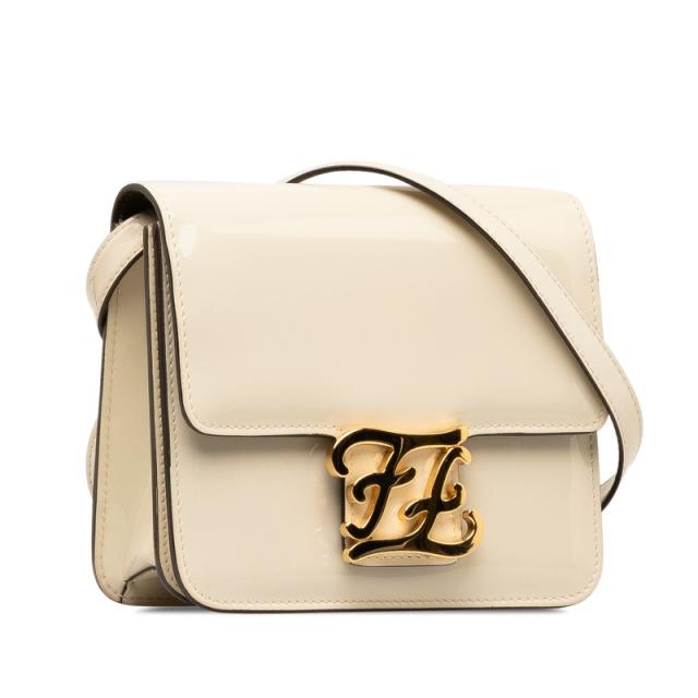 フェンディ カリグラフィー 斜め掛け ショルダーバッグ 8BT317 アイボリー ホワイト パテントレザー レディース FENDI 【中古】_1