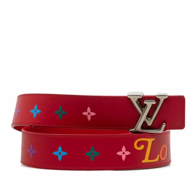 ルイ ヴィトン モノグラム ニューウェーブ サンチュール ベルト 32/80 M0096 レッド マルチカラー レザー LOUIS VUITTON 【中古】