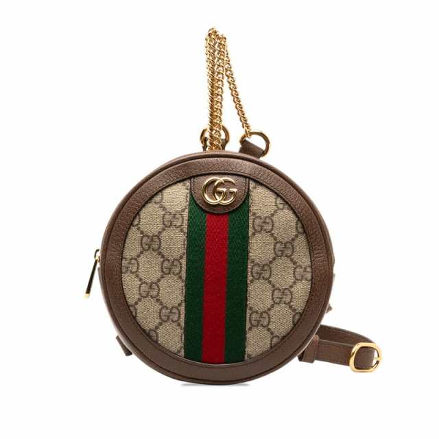 グッチ GGスプリーム GGマーモント オフィディア ミニ ラウンド リュック バックパック 598661 ベージュ ブラウン PVC GUCCI 【中古】