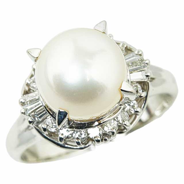 上品スタイル Pt900 プラチナ 指輪 リング ダイヤ0.35ct アコヤパール9.1mm その他