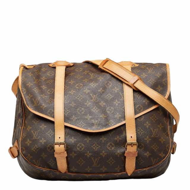 ルイ ヴィトン モノグラム ソミュール43 斜め掛け ショルダーバッグ M42252 ブラウン PVC レザー レディース LOUIS VUITTON 【中古】