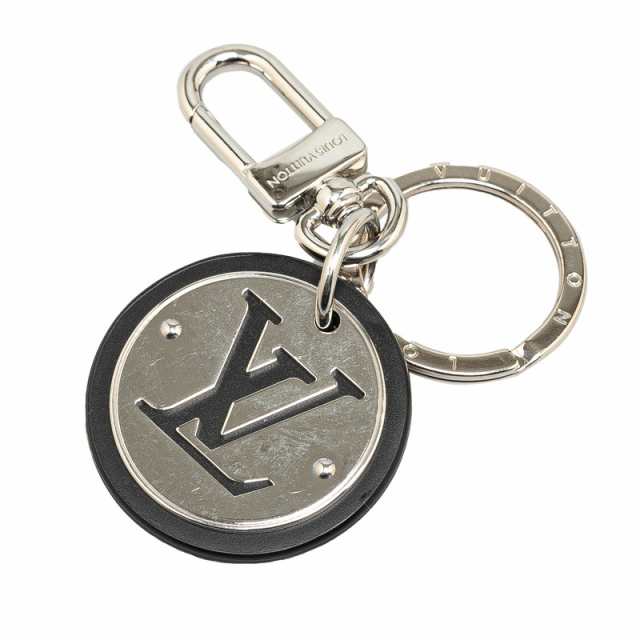 ルイ ヴィトン ポルト クレ LVサークル キーリング キーホルダー M00741 シルバー ブラック メタル レザー LOUIS VUITTON 【中古】