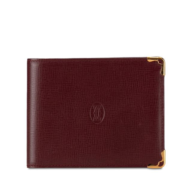 カルティエ 二つ折り 札入れ 財布 レディース マストライン ボルドー 中古