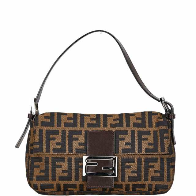 フェンディ ズッカ マンマバケット ワンショルダーバッグ ハンドバッグ ブラウン キャンバス レザー レディース FENDI 【中古】