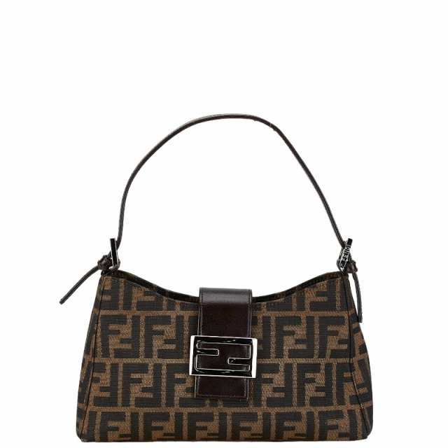 フェンディ ズッカ ワンショルダーバッグ ハンドバッグ ブラウン キャンバス レザー レディース FENDI 【中古】