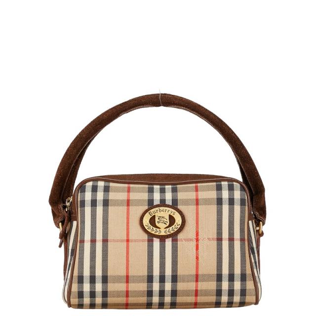 バーバリー ノバチェック シャドーホース ハンドバッグ ブラウン キャンバス スウェード レディース BURBERRY 【中古】の通販は 36,270円