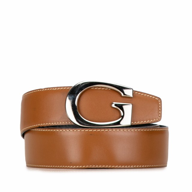 グッチ Gバックル ベルト 75/30 036 1406 ブラウン シルバー レザー レディース GUCCI 【中古】