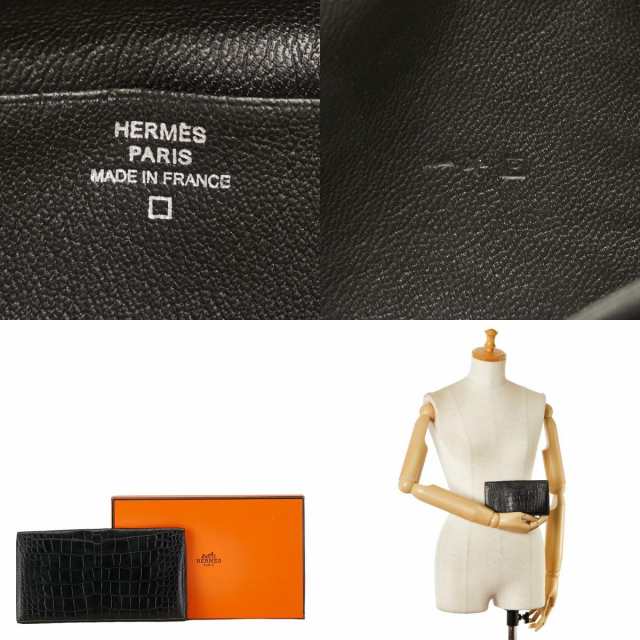 エルメス 長財布 ブラック アリゲーター レディース HERMES 【中古】