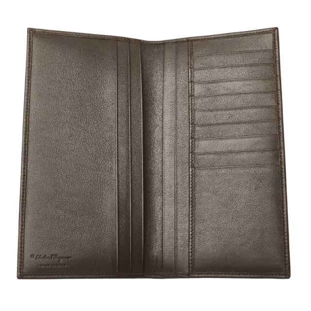 サルヴァトーレフェラガモ 長財布 ブラウン レザー メンズ Salvatore Ferragamo 【中古】