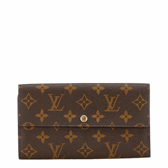 ルイ ヴィトン モノグラム ポシェット ポルト モネ クレディ 長財布 M61725 ブラウン PVC レザー レディース LOUIS VUITTON 【中古】