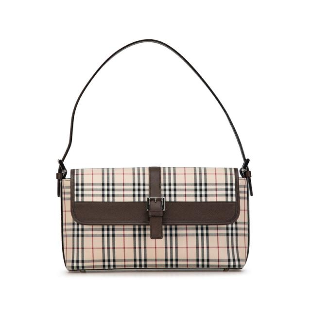 バーバリー ノバチェック ハンドバッグ ワンショルダーバッグ ベージュ ブラウン キャンバス レザー レディース BURBERRY 【中古】の通販は