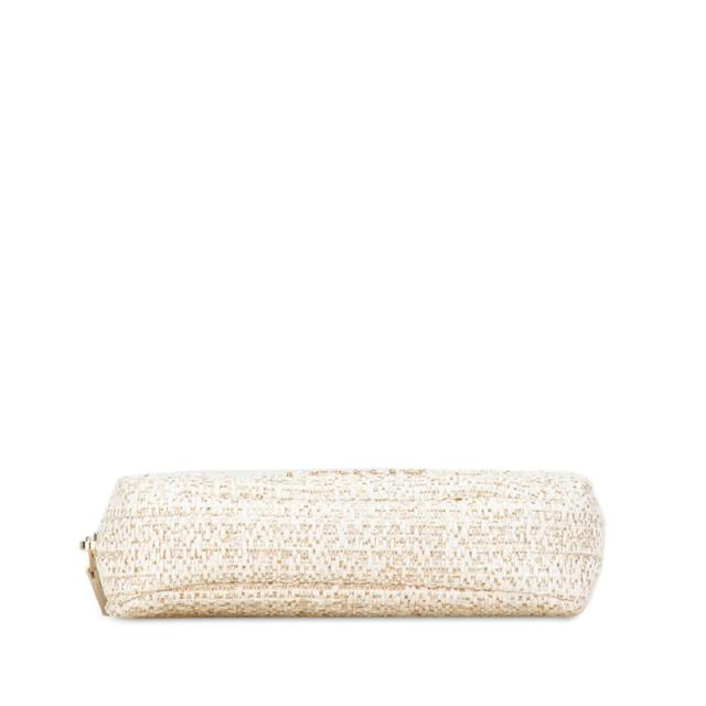 シャネル ドーヴィル ポーチ ホワイト ゴールド ツイード レディース CHANEL 【中古】_3