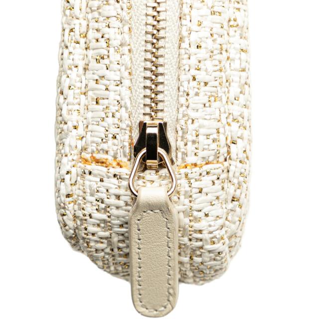 シャネル ドーヴィル ポーチ ホワイト ゴールド ツイード レディース CHANEL 【中古】_4