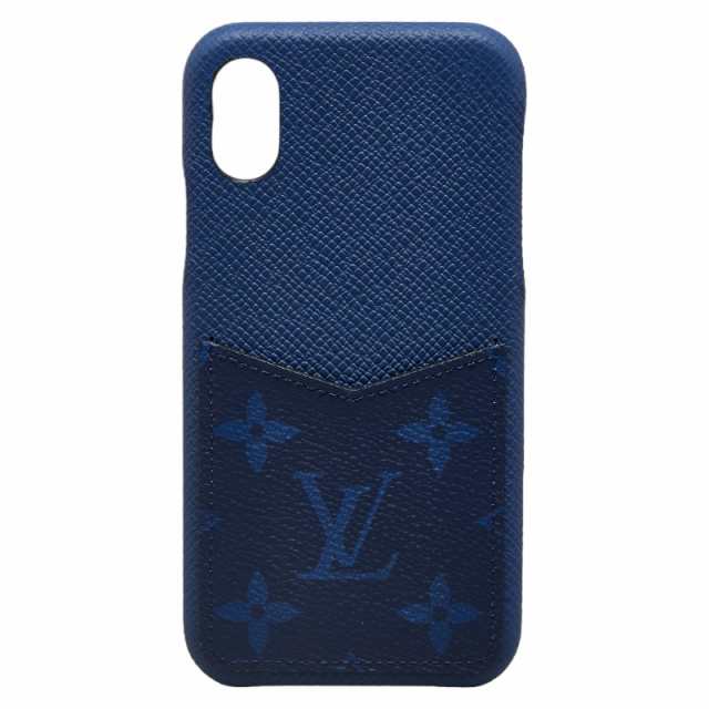 ルイ ヴィトン モノグラム タイガラマ iPhoneケース X/Xs M30273 ブルー レザー レディース LOUIS VUITTON 【中古】